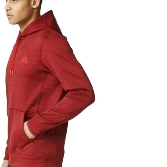 Adidas Men's Team Issue Red/Black Mélange Fleece Hoodie with Red Logo, Sz Sm - Picture 2 of 12